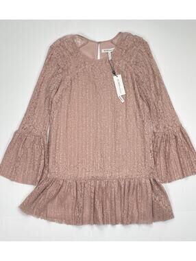 NWT BCBGeneration Urban Boho Lace Drop Waist Shift Mini Dress Blush Pink S